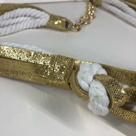 GUESS Anchor Nautical Cord Belt Gold White O/S - Picture 5 of 5